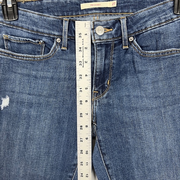 Levi's Jeans 711 Skinny Women's Size 27 Blue Low Rise Distressed 28 in Inseam - Picture 5 of 14